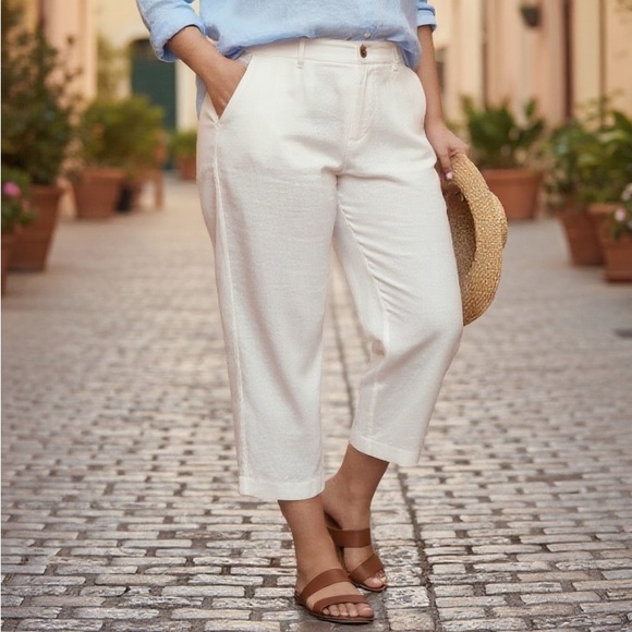 Charter Club Pants - WOMENS Charter Club Allison Fit Cropped Length 100% Linen Pants Size 14
